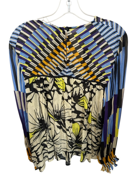 Blank London Size S Multi Viscose Sheer Abstract Floral Long Sleeve Blouse Multi / S