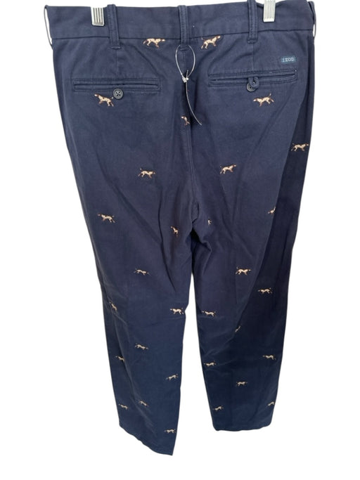 Izod Size 32/32 Navy Cotton Dog Print Straight Leg zipper accent Men's Pants Navy / 32/32