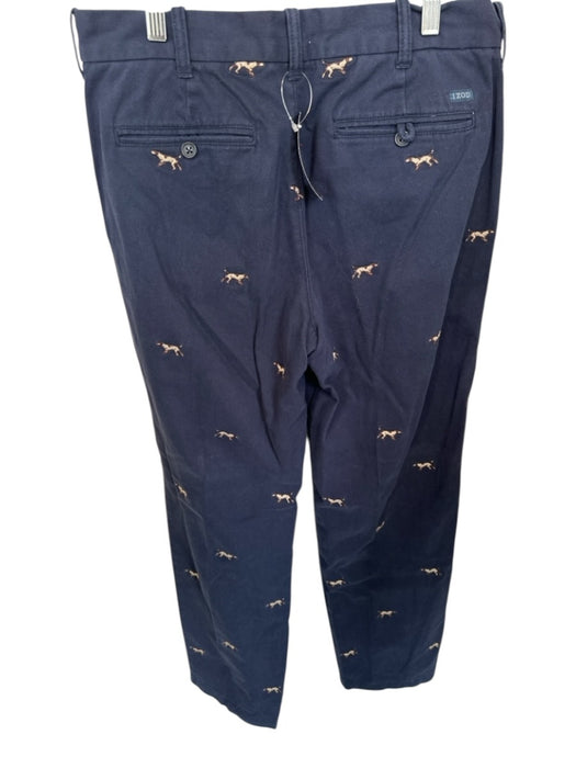 Izod Size 32/32 Navy Cotton Dog Print Straight Leg zipper accent Men's Pants Navy / 32/32