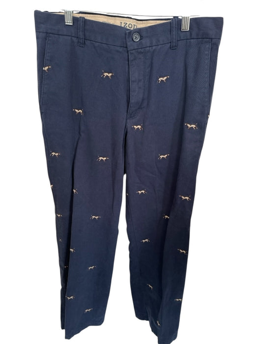 Izod Size 32/32 Navy Cotton Dog Print Straight Leg zipper accent Men's Pants Navy / 32/32