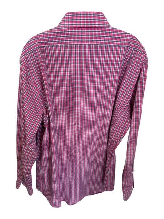 Polo Size 16.5 Pink & Teal Cotton Plaid Button Up Collar Men's Shirt Pink & Teal / 16.5