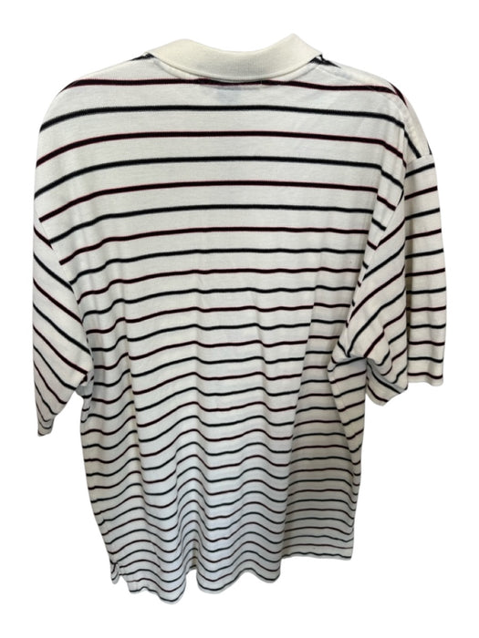 Polo Golf Size L Black & White Cotton Striped Button closure Collar Men's Shirt Black & White / L