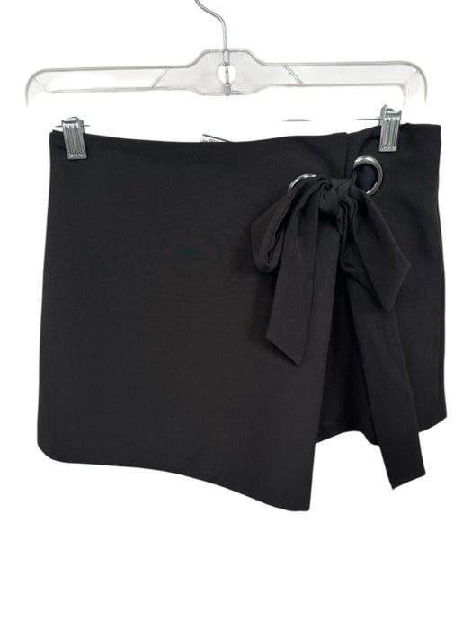 NBD Size S Black Polyester Blend Wrap & button Skort Tie Zipper Shorts Black / S