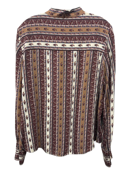 Veronica Beard Size 10 Beige & Multi Viscose Button Front Floral Print Top Beige & Multi / 10