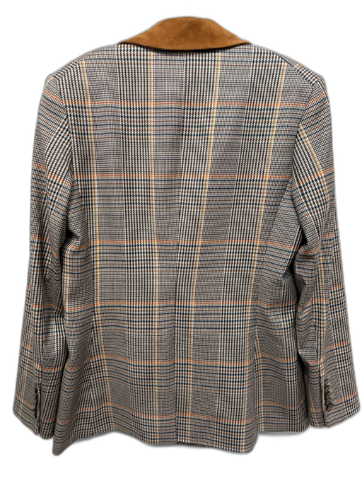 Veronica Beard Size 12 brown, blue, orange Polyester Blend Houndstooth Jacket brown, blue, orange / 12