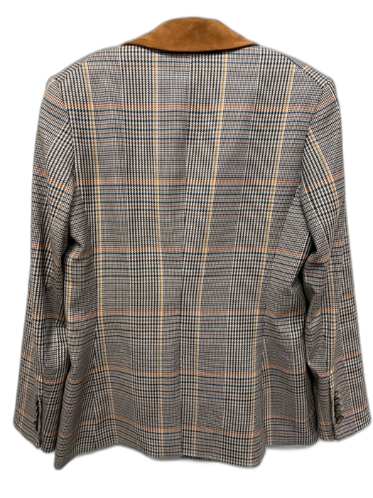 Veronica Beard Size 12 brown, blue, orange Polyester Blend Houndstooth Jacket brown, blue, orange / 12