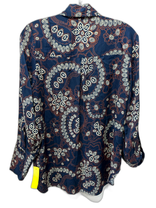 A.L.C. Size 6/8 navy blue & multi Viscose Button Down Pasley Wrap Maxi Top navy blue & multi / 6/8