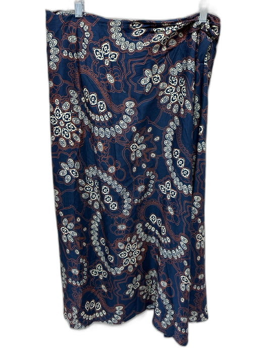 A.L.C. Size 6/8 navy blue & multi Viscose Button Down Pasley Wrap Maxi Top navy blue & multi / 6/8
