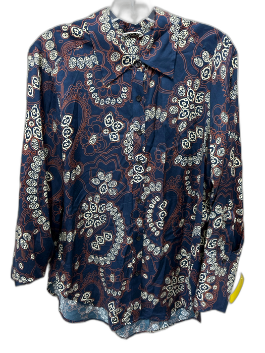 A.L.C. Size 6/8 navy blue & multi Viscose Button Down Pasley Wrap Maxi Top navy blue & multi / 6/8