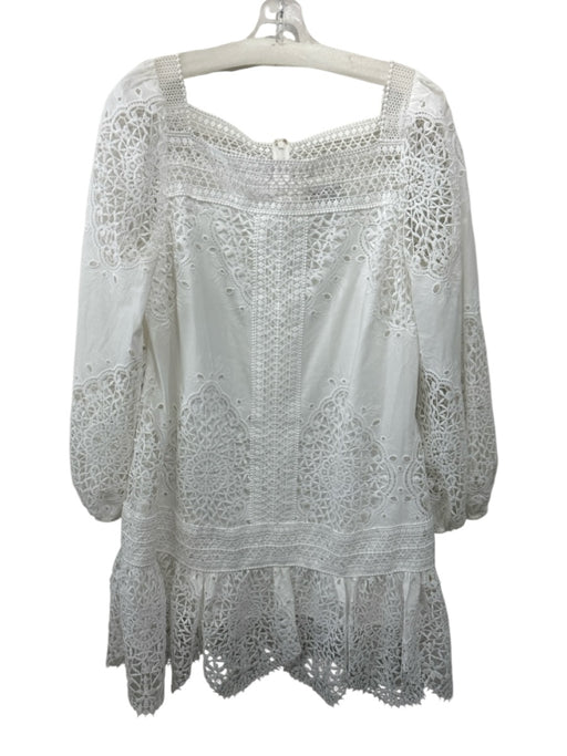 Evarae Size 10 White Polyester Long Sleeve Crochet Lace Scalloped Edge Dress White / 10