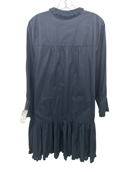 Hunter Bell Size Medium Black Cotton Long Sleeve Lace Trim Quarter Button Dress Black / Medium