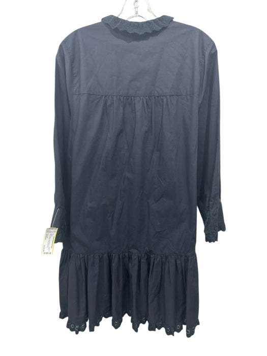 Hunter Bell Size Medium Black Cotton Long Sleeve Lace Trim Quarter Button Dress Black / Medium