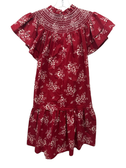 Sea New York Size Medium red & cream Cotton Ruffle Cap Sleeve Floral Dress red & cream / Medium