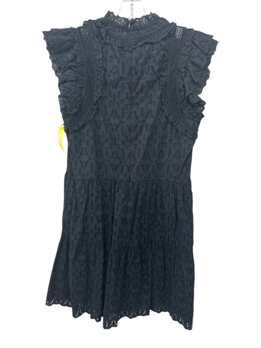 Sea New York Size 6 Black Cotton Ruffle Cap Sleeve Eyelet Tiered Dress Black / 6