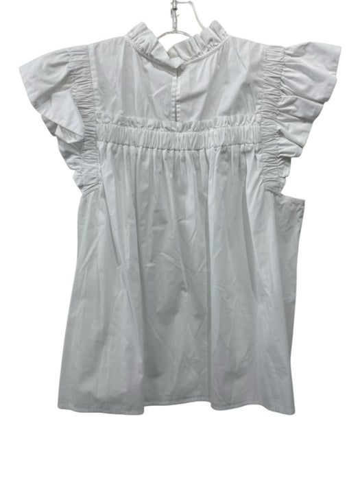 Sea New York Size Medium White Cotton Ruffle Cap Sleeve Pleated Top White / Medium