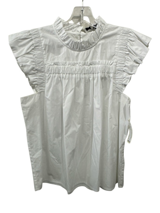Sea New York Size Medium White Cotton Ruffle Cap Sleeve Pleated Top White / Medium