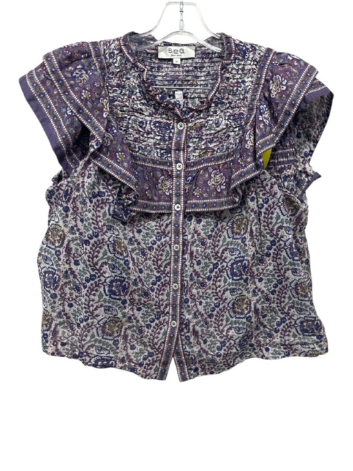 Sea New York Size Medium Purple, Blue, Green Cotton Short Sleeve Short Set Purple, Blue, Green / Medium
