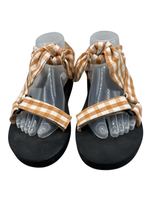 Loeffler Randall Shoe Size 9.5 Brown, White, Black Foam open toe Gingham Sandals Brown, White, Black / 9.5