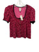 Maeve Size XS Pink, Red, Black Viscose & Nylon Short Puff Sleeve Square Neck Top Pink, Red, Black / XS