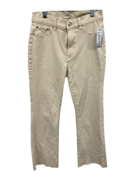 DL1961 Size 28 Cream Beige Cotton Blend Denim High Rise Button & Zip Fly Jeans Cream Beige / 28