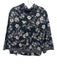 Cara Cara Size M/L Navy Blue & Cream White Cotton Elastic Back Short Set Navy Blue & Cream White / M/L