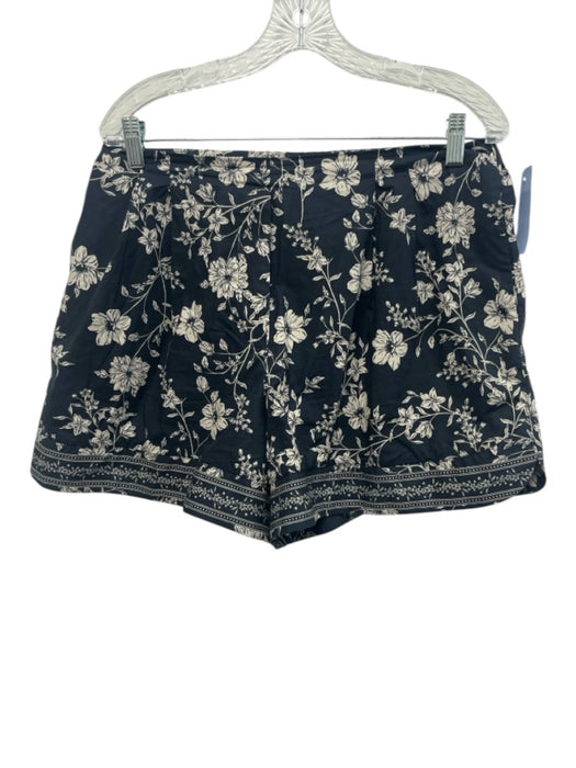 Cara Cara Size M/L Navy Blue & Cream White Cotton Elastic Back Short Set Navy Blue & Cream White / M/L