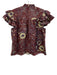 Ulla Johnson Size 8 Burgundy, Cream, Blue Cotton Floral Tiered Cap Sleeve Top Burgundy, Cream, Blue / 8