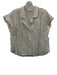 Veronica Beard Size L Cream White Linen Cuffed Cap Sleeve Button Up Collared Top Cream White / L