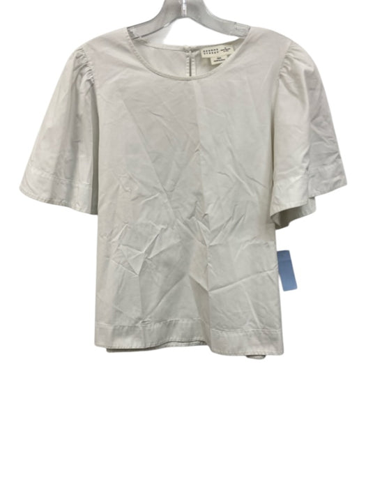 Broome Street Size L White Cotton Flutter Cap sleeve Keyhole Back Top White / L