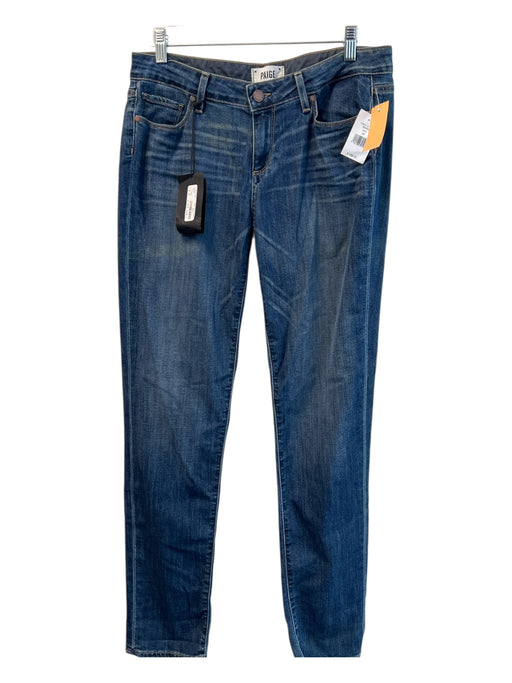 Paige Size 29 Med Dark Wash Cotton Blend Mid Rise 5 Pocket Straight Leg Jeans Med Dark Wash / 29