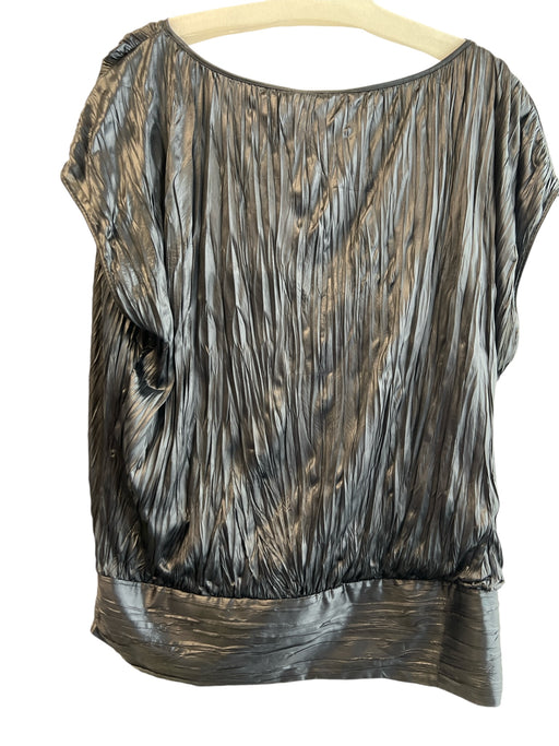 Theory Size L Black Polyethylene Boat Neck Crinkle Cap Sleeve Top Black / L