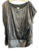 Theory Size L Black Polyethylene Boat Neck Crinkle Cap Sleeve Top Black / L