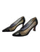 Saks Fifth Avenue Shoe Size 7.5 Black Leather Pointed Toe Pump Mesh Shoes Black / 7.5