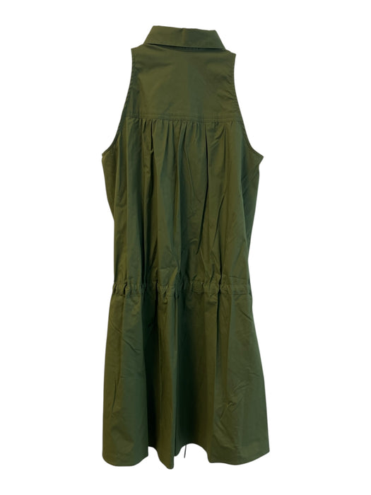 Derek Lam 10 Crosby Size 10 Green Cotton Collared Button Up Sleeveless Dress Green / 10