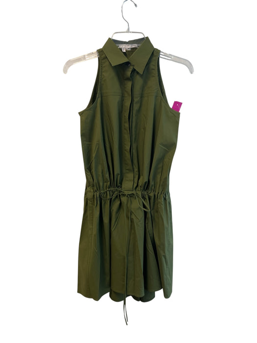 Derek Lam 10 Crosby Size 10 Green Cotton Collared Button Up Sleeveless Dress Green / 10