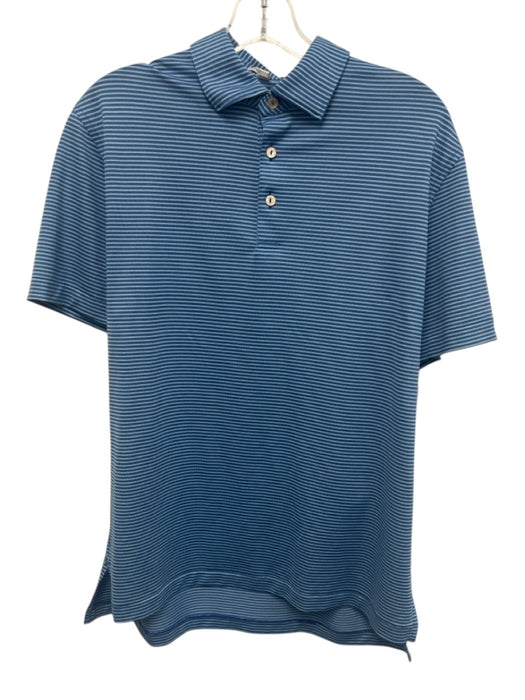 Peter Millar Size S Blue & Light Blue Polyester Striped Polo Men's Short Sleeve Blue & Light Blue / S