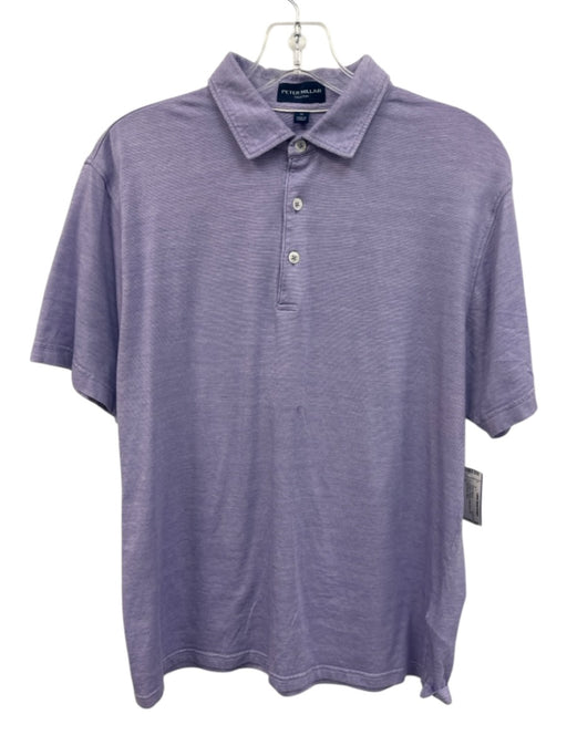 Peter Millar Size M Purple & White Cotton Blend Polo Men's Short Sleeve Purple & White / M