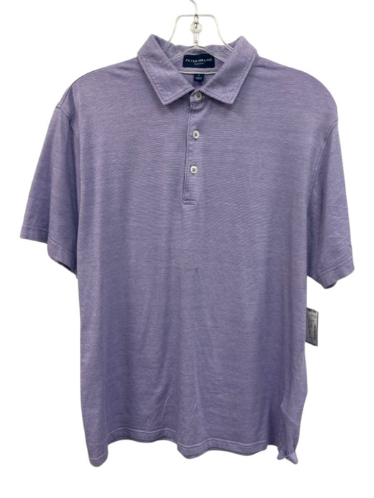 Peter Millar Size M Purple & White Cotton Blend Polo Men's Short Sleeve Purple & White / M