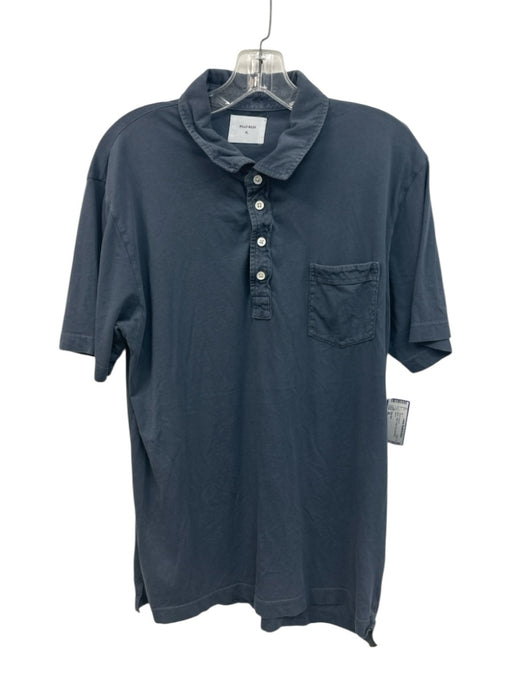 Billy Reid Size XL Blue Cotton Solid Polo Men's Short Sleeve Blue / XL