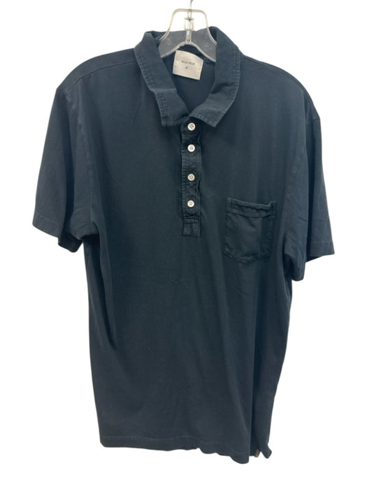 Billy Reid Size XL Black Cotton Solid Polo Men's Short Sleeve Black / XL