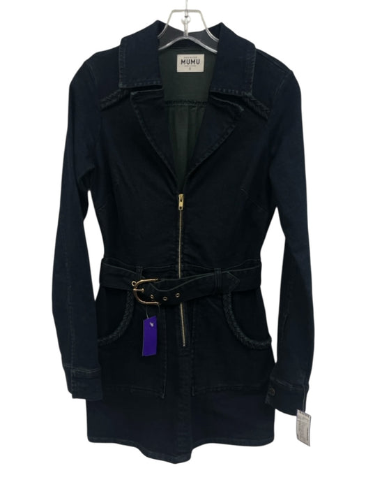 Show Me Your Mumu Size S Midnight blue Cotton Blend Denim Zip Front V Neck Dress Midnight blue / S