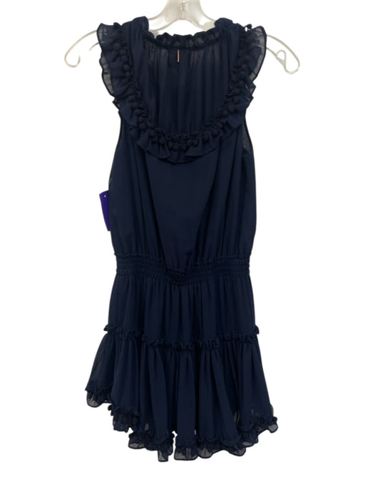 Misa Size S Navy Blue Viscose Sleeveless Pom Pom Fringe Sleeveless Dress Navy Blue / S