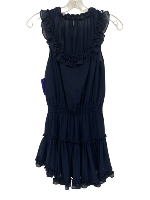 Misa Size S Navy Blue Viscose Sleeveless Pom Pom Fringe Sleeveless Dress Navy Blue / S