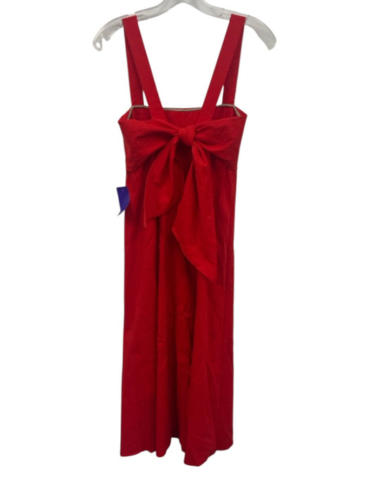 Theory Size S Red Linen Blend Sleeveless Tie Back Foldover Top Paneled Dress Red / S