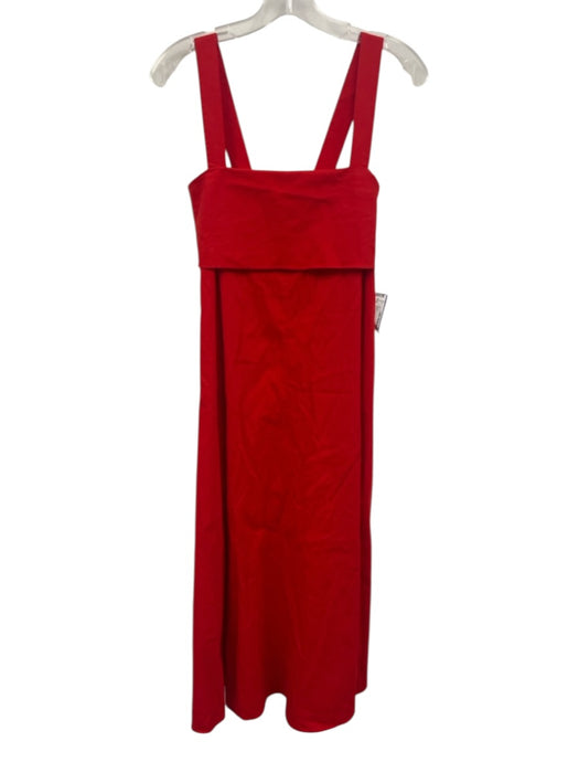 Theory Size S Red Linen Blend Sleeveless Tie Back Foldover Top Paneled Dress Red / S