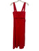 Theory Size S Red Linen Blend Sleeveless Tie Back Foldover Top Paneled Dress Red / S