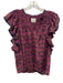 Saylor Size S Purple, Blue & Beige Cotton Floral Blocked Print V Neck Top Purple, Blue & Beige / S