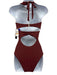 Soluna Size S Brown Nylon Blend Gold Tone Rings Tie Neck High Hip Swimsuit Brown / S