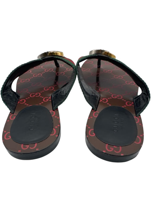 Gucci Shoe Size 38 Red, Green & Black Textile & Leather Upper Gucci Web Sandals Red, Green & Black / 38