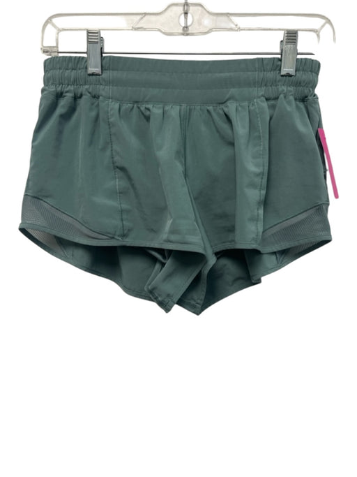 Lululemon Size 6 Teal No Fabric Tag Elastic Waist Zip Pocket Mesh Accent Shorts Teal / 6